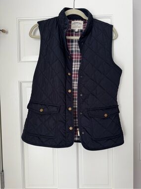 Cambridge Dry Goods Navy Quilted Plaid Lined Equestrian Vest